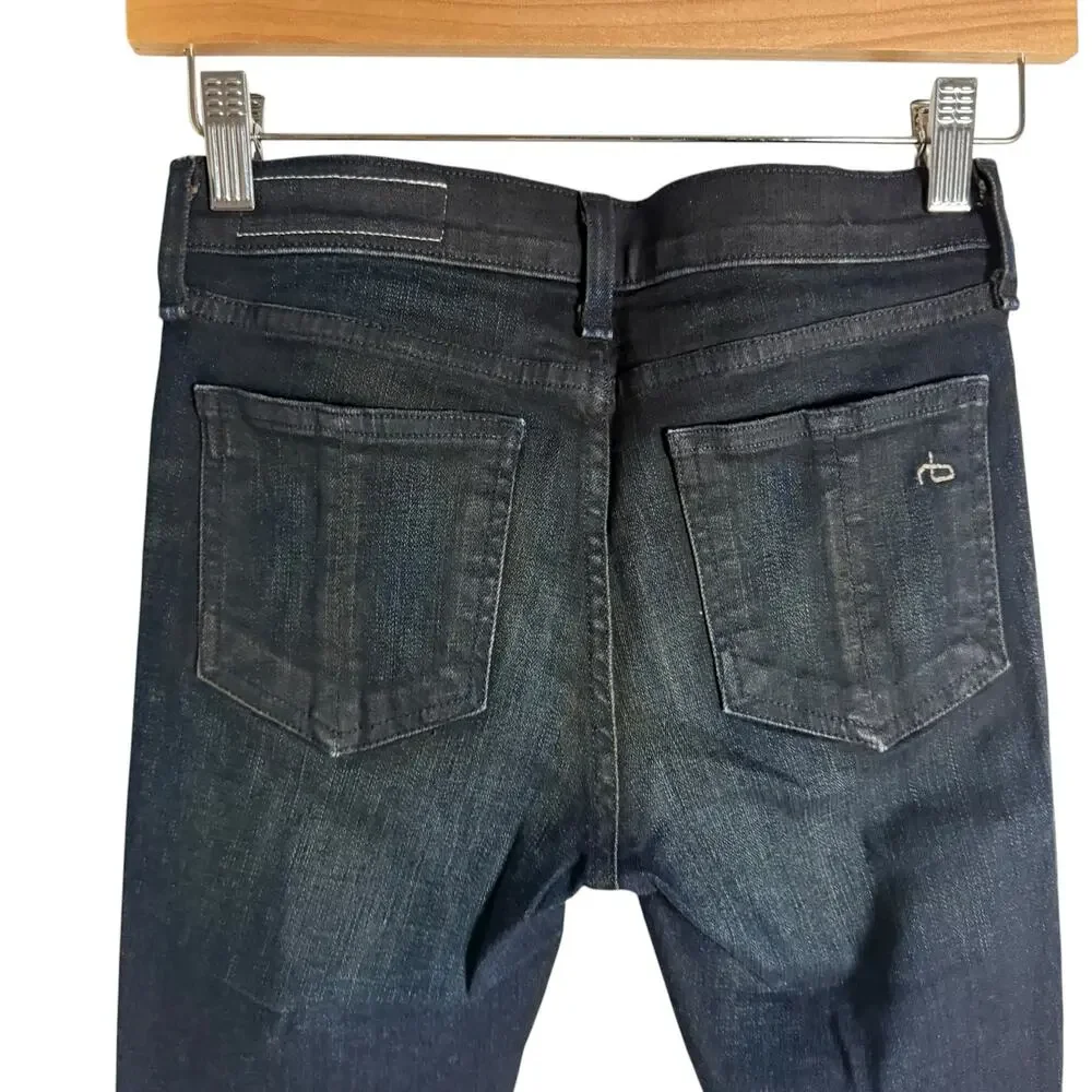 Rag & Bone Mid Rise Wakefield Blue Denim Casual Skinny Jeans Size 25